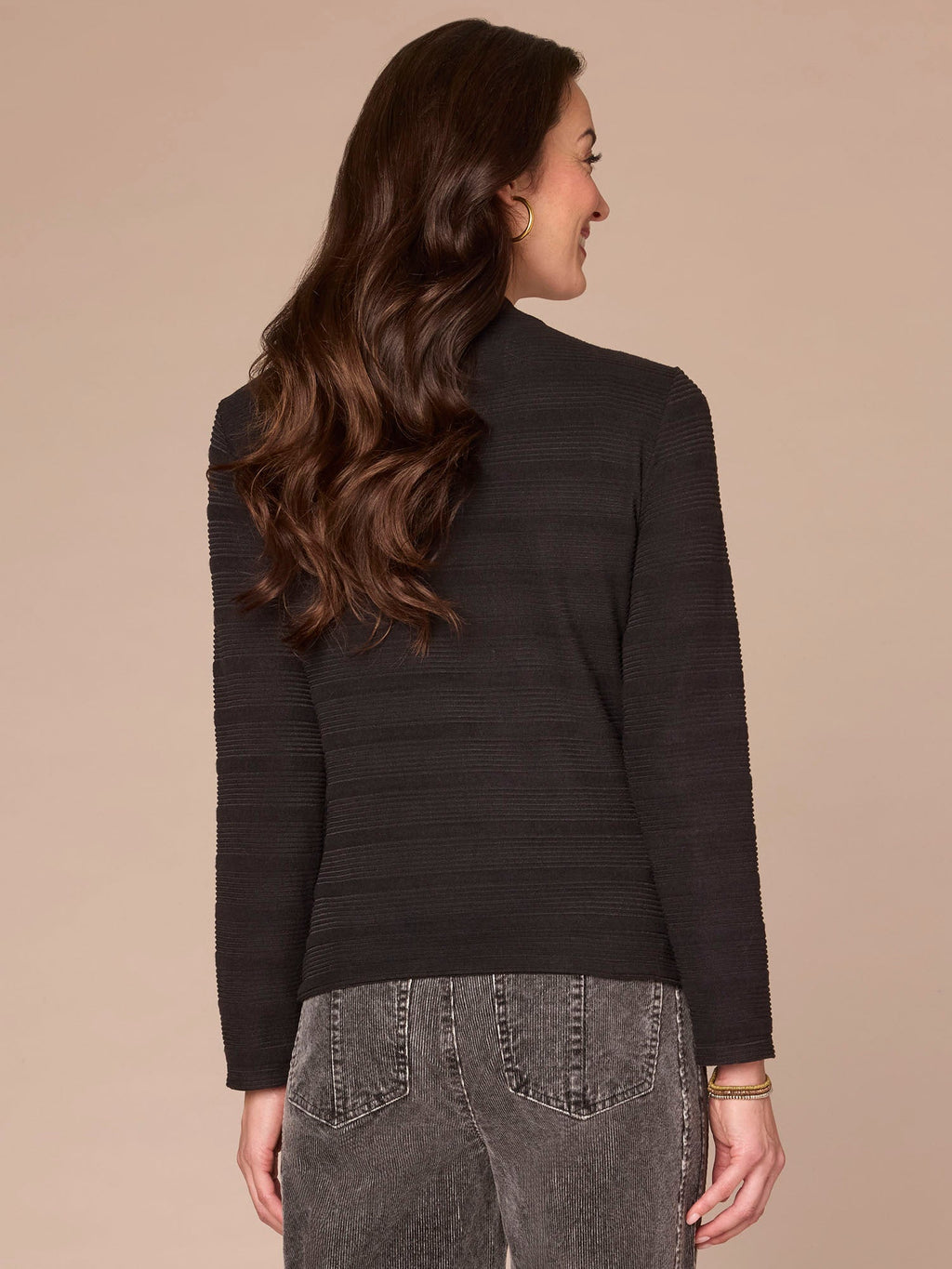 Long Sleeve Mock Neck Asymmetrical Side Ruching Knit Top