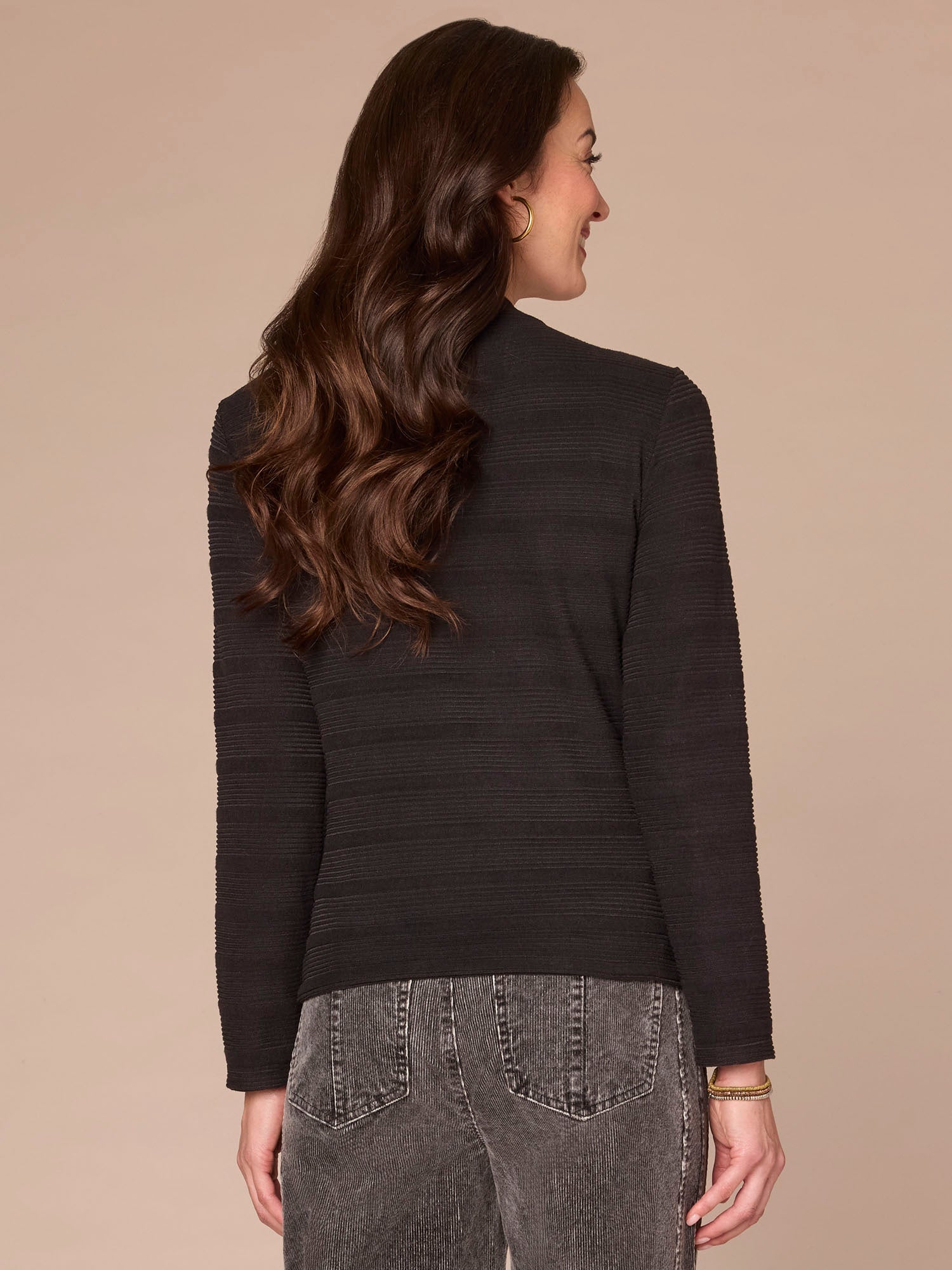 Long Sleeve Mock Neck Asymmetrical Side Ruching Petite Knit Top